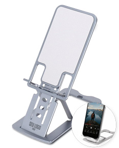 Suporte de celular em alumínio, moderno e elegante, ideal para manter seu telefone móvel conectado e visível em seu ambiente de trabalho ou em casa. O suporte é feito de metal resistente, proporcionando durabilidade e praticidade para o uso diário.