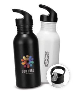 Garrafa de Squeeze Inox 450ml transparente, saudável e refrescante, feita de plástico, com tampa, ideal para água, sucos ou outros líquidos. Modelo de garrafa vazia, pronta para ser utilizada em atividades esportivas, no trabalho ou em viagens.