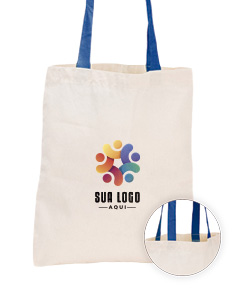 SACOLA DE ALGODÃO COM ALÇA COLORIDA