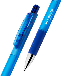 CANETA PLÁSTICA C/ GRIP AZUL CLIC