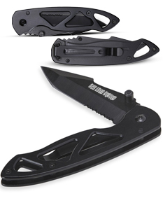 Canivete Metálico em metal prateado e preto, estilo moderno e design compacto. Ideal para uso em escritório, casa ou indústria. Inclui botões, cabo, lâmina afiada e ponteira. Produto de alta qualidade e durabilidade.