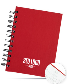 Capa emborrachada da Agenda 2025 em azul marinho com detalhes dourados e elástico para fechamento.