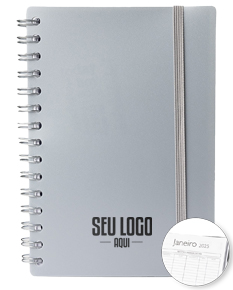 Agenda diária para o ano de 2025, capa com design elegante e organização por dias e horas.