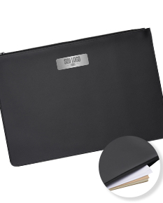 Pasta envelope bidim preta para armazenamento de documentos e tecnologia. Capa dura e design moderno, ideal para organizar papéis e materiais de trabalho.